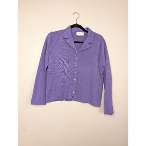 Casual Corner Annex ribbed button up long sleeve top size Large Petite